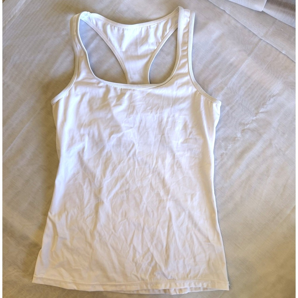 Balera Racerback Dance Tank Top Women Medium Adult White Shelf Bra Jazz Camisole